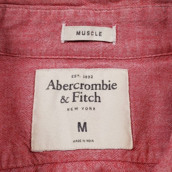 Abercrombie & Fitch Set of 2 Men's Long Sleeve Shirts Size M Pink & Gray Muscle - Picture 8 of 13